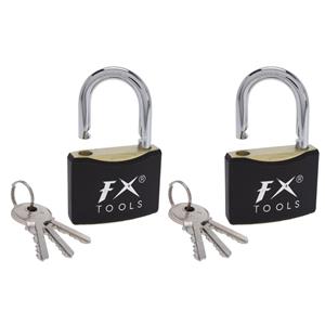 Fx Tools 2x Hangslot 50mm metaal zwart - 5 x 1,5 x 7,5 cm - Hangslotjes