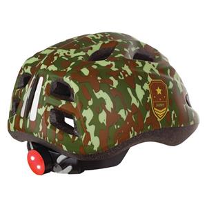 Polisport junior fietshelm s 52-56cm army met led licht