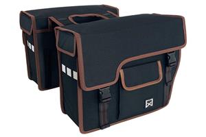 Willex Dubbele fietstas Shopper Afgeschuind 33L Zwart/Bruin