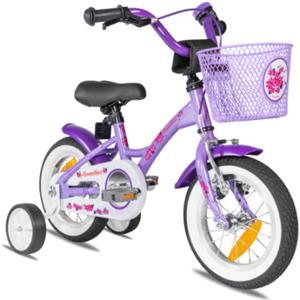 PROMETHEUS BICYCLES Kinderfahrrad 12 ab 3 Jahre mit Stützräder in Violett & Weiß