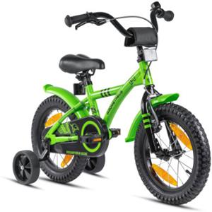 PROMETHEUS BICYCLES HAWK Kinderfahrrad 14 , Grün-Schwarz mit Stützrädern