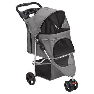 VidaXL Hondenwagen Inklapbaar 80x46x98 Cm Oxford Stof Grijs