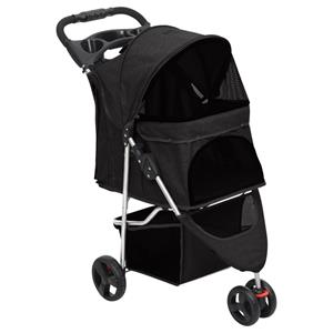 Hundewagen Faltbar Schwarz 80x46x98 cm Oxford-Gewebe Vidaxl Schwarz