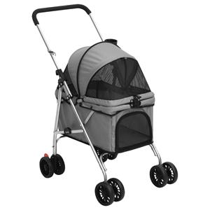 VidaXL Hondenwagen Inklapbaar 76x50x100 Cm Oxford Stof Grijs