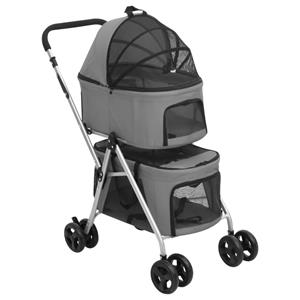 Vidaxl - Hundewagen für 2 Hunde Faltbar Grau 83x48x97 cm Oxford-Gewebe Grau