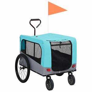 VidaXL Huisdierenfietskar 2-in-1 Aanhanger Loopwagen Blauw En Grijs