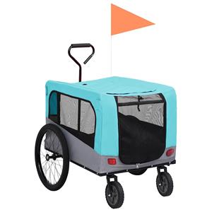 VidaXL Huisdierenfietskar 2-in-1 Aanhanger Loopwagen Blauw En Grijs