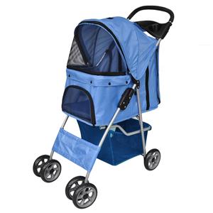 VIDAXL Hundewagen Hundebuggy Blau