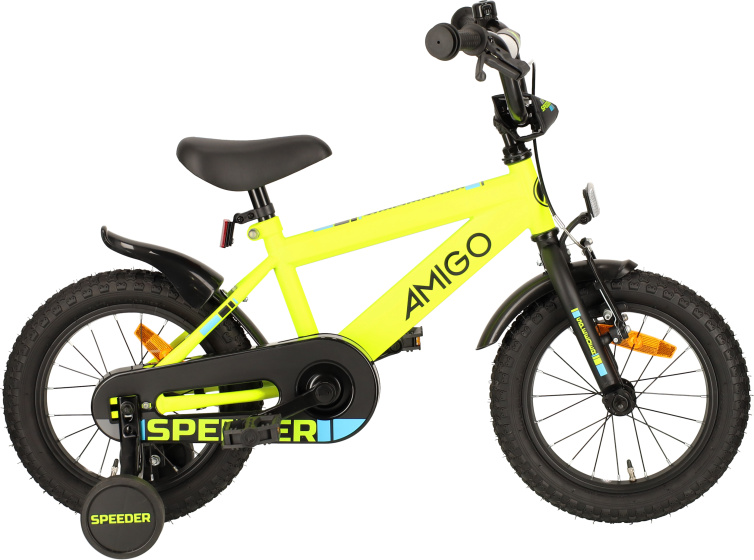 AMIGO Speeder 14 Inch 24 cm Jongens Terugtraprem Geel/Zwart