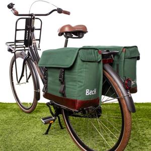 Beck Dubbele fietstas Natural 38L Groen