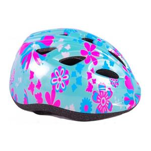 Volare Kinder-Fahrradhelm XS in Grün mit Rosa Blumen 47-51 cm
