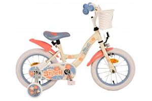 Volare Kinderfahrrad Disney Stitch für Mädchen 14 Zoll Kinderrad Cremefarbend