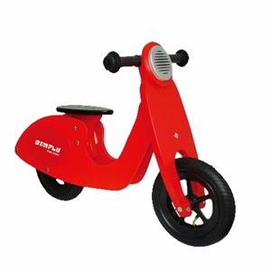 Merkloos Houten loopscooter rood -