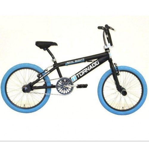 20 inch freestyle fiets mat zwart blauwe banden 2000024