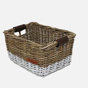Wicked Rieten Fietsmand Grijs Wit Maat Medium