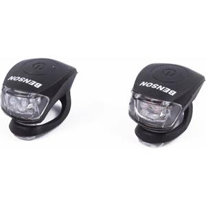 Siliconen LED Fietsverlichting Set Zwart - Incl. batterijen