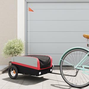 VidaXL Fietstrailer 30 kg ijzer zwart en rood