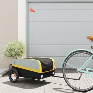 VidaXL Fietstrailer 30 kg ijzer zwart en geel