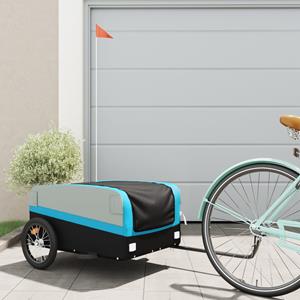 VidaXL Fietstrailer 45 kg ijzer zwart en blauw