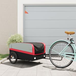 VidaXL Fietstrailer 45 kg ijzer zwart en rood