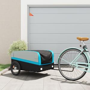 VidaXL Fietstrailer 45 kg ijzer zwart en blauw