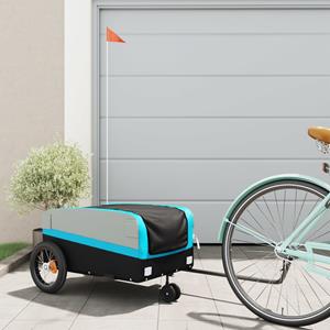 VidaXL Fietstrailer 30 kg ijzer zwart en blauw