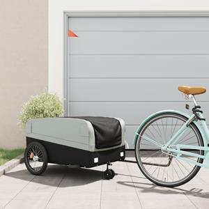 VidaXL Fietstrailer 45 kg ijzer zwart en grijs