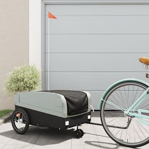 VidaXL Fietstrailer 45 kg ijzer zwart en grijs