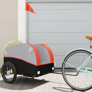 VidaXL Fietstrailer 45 kg ijzer zwart en oranje