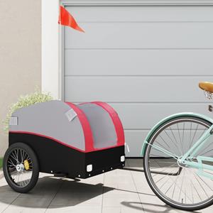 VidaXL Fietstrailer 45 kg ijzer zwart en rood