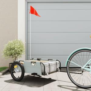 VidaXL Fietstrailer oxford stof en ijzer grijs
