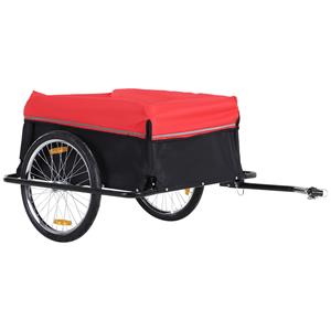 HOMdotCOM Waterafstotende Fietsaanhanger Fietskar | 60 kg | 80 x 60 x 35 cm | Rood Zwart