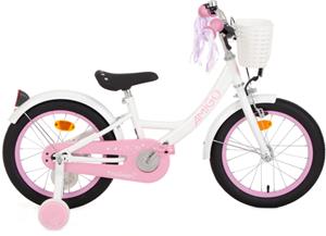 AMIGO Perfect 16 Inch 23,5 cm Meisjes Terugtraprem Wit/Roze