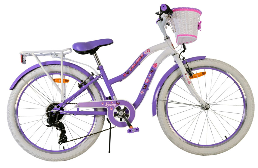 Volare Blossom 24 Inch 33,5 cm Meisjes 7V V Brakes Paars/Wit