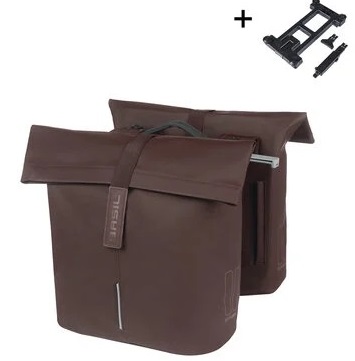 Basil Dubbele fietstas City MIK 2.0 Roasted Brown 28-32L