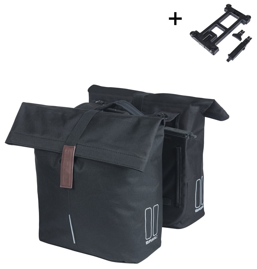 Basil Dubbele fietstas City MIK 2.0 Black 28-32L