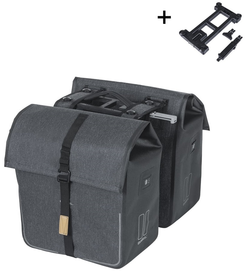 Basil Dubbele fietstas Urban Dry MIK 2.0 50L Charcoal Melee
