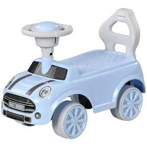AIYAPLAY Loopauto voor Kinderen, veilig ontwerp met anti-kantelbeveiliging, rugleuning en toeter, antislipzitting, 58x28x38 cm, Lichtblauw | Aosom.nl