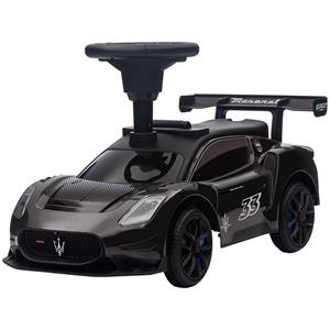 AIYAPLAY Loopauto, Maserati-stijl, met opbergruimte, toeter & muziek, fluisterwielen, geschikt voor 1,5 tot 5 jaar, tot 25 kg, zwart | Aosom.nl