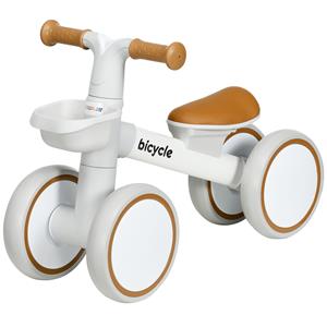 AIYAPLAY Loopfiets, veilig en stabiel, verstelbare zitting, fluisterwielen, voor 1-3 jaar, tot 20 kg, bruin/wit | Aosom.nl
