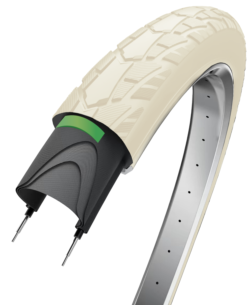 Edge Buitenband performance protect 28 x 1.75 / 47-622 -crèmekleur met reflectie