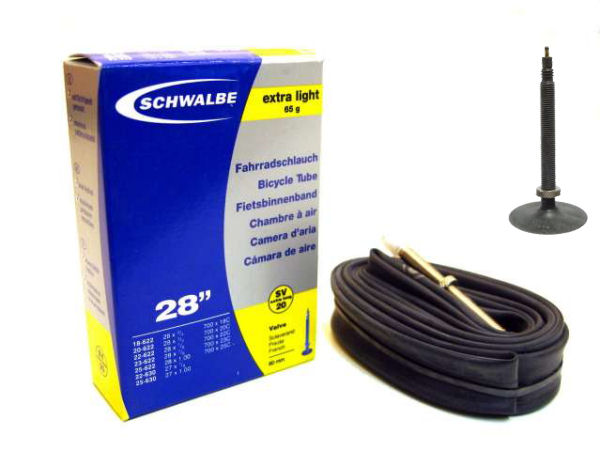 Schwalbe binnenband sv20 60mm 28 inch race 18/25-622 extra licht 65gr