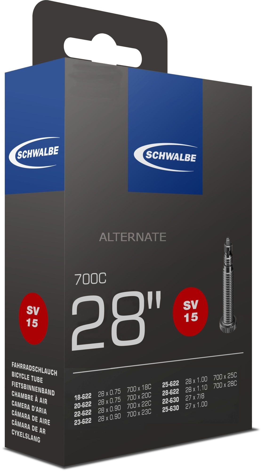 Schwalbe binnenband 27/28 x 0.75/1.10 (18/28-622/630) fv 50 mm