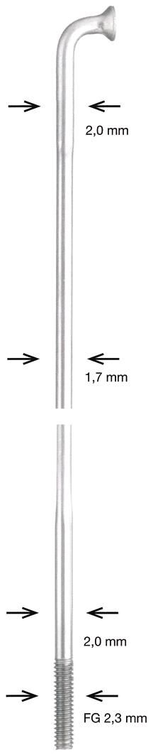 Alpina spaak spoke sst db 2x1,7x2mm 250mm sil.