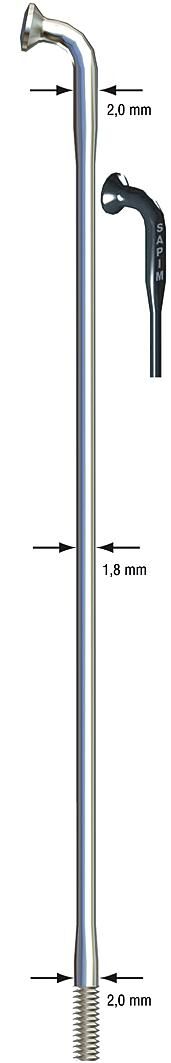 SAPIM spaak race spoke racesst 2x1,8x268mm db sil.