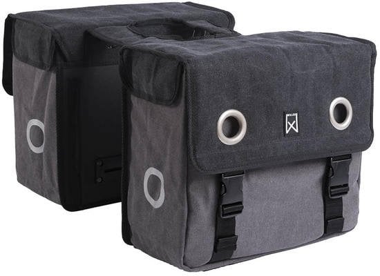 Willex Dubbele fietstas Canvas Tas 30L Zwart/grijs