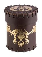 Pegasus Spiele Pegasus QWOCFDR2 - Dice Cup, Flying Dragon, Leather, Brown & Golden, Würfelbecher