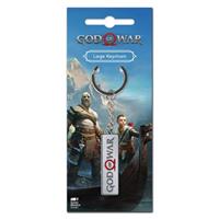 God of War Schlüsselanhänger Logo silberfarben, aus Metall, auf Blistercard. - CLOSE UP