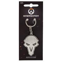 Overwatch Schlüsselanhänger Reaper silberfarben, aus Metall, auf Blisterkarte.