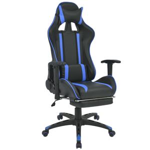 vidaXL Neigbarer Racing-Bürostuhl mit Fußstütze  Blau